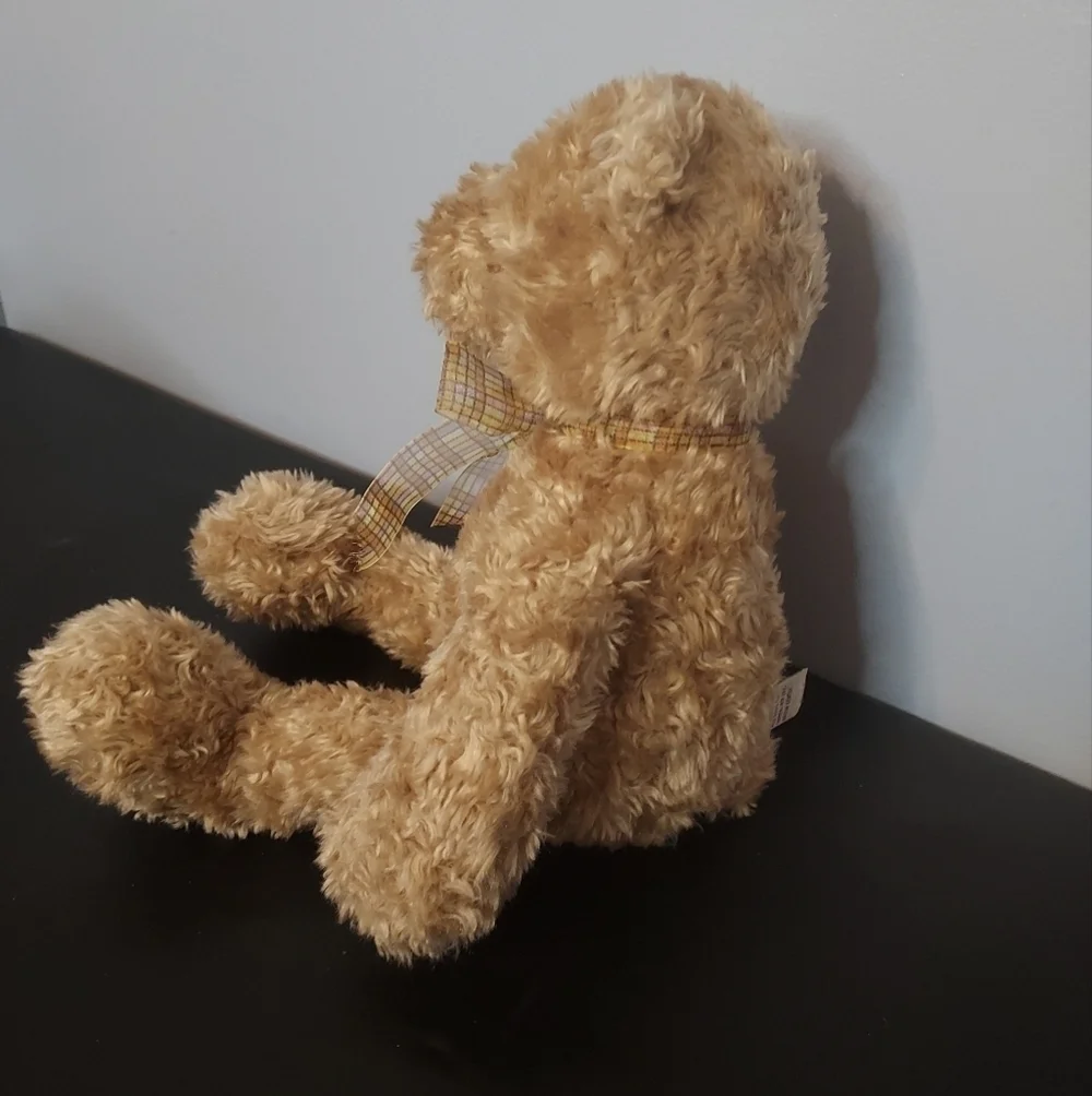 Gund Teddy Bear Plush With A Plaid Burnt Orange Bow